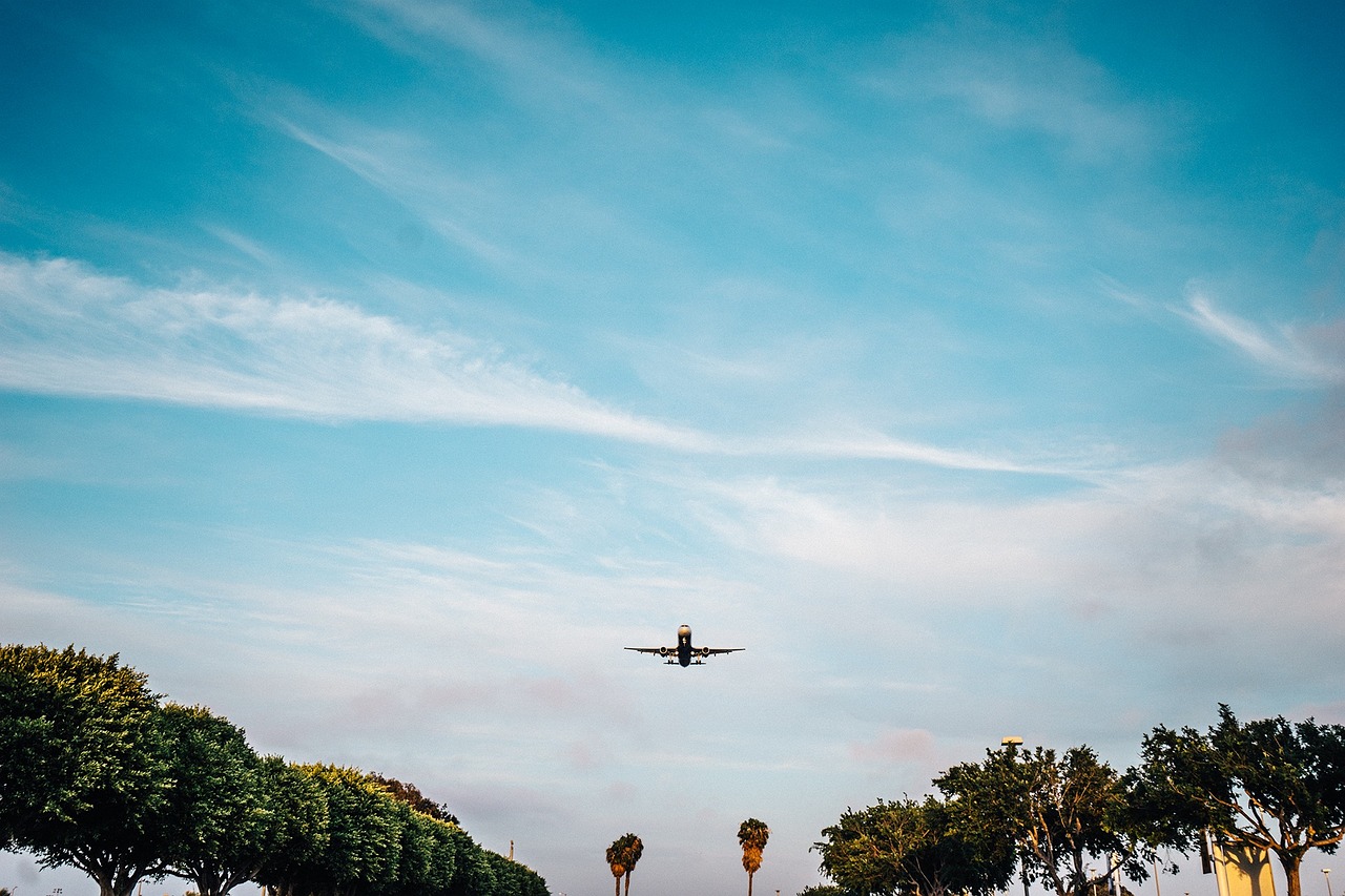 airplane, takeoff, blue